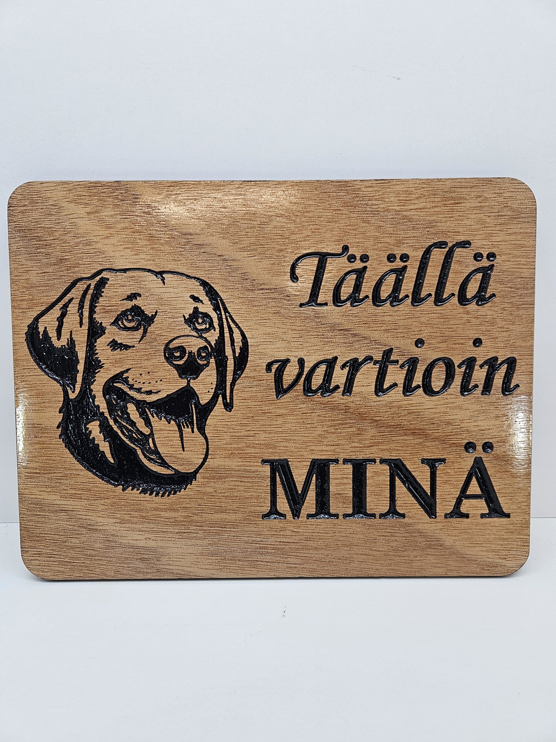 Täällä vartioin minä -kyltti: Labradorinnoutaja
