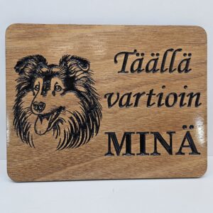 Täällä vartioin minä -kyltti: Shetlanninlammaskoira